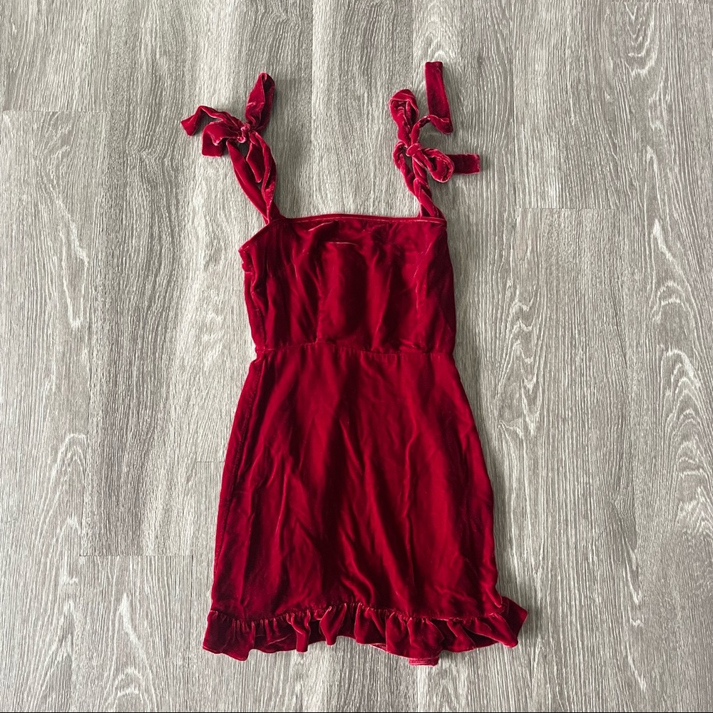 Reformation Red Velvet Minetta Dress